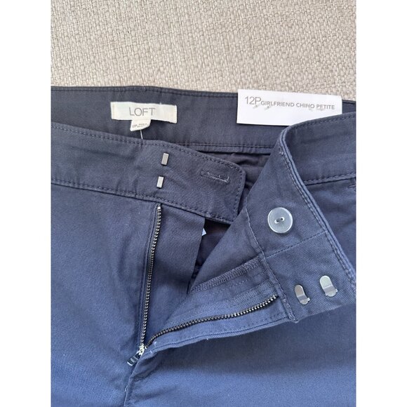 LOFT Women's Girlfriend Chino Gray Stretch Pants Size 12P Slim through The Hip - Picture 4 of 5